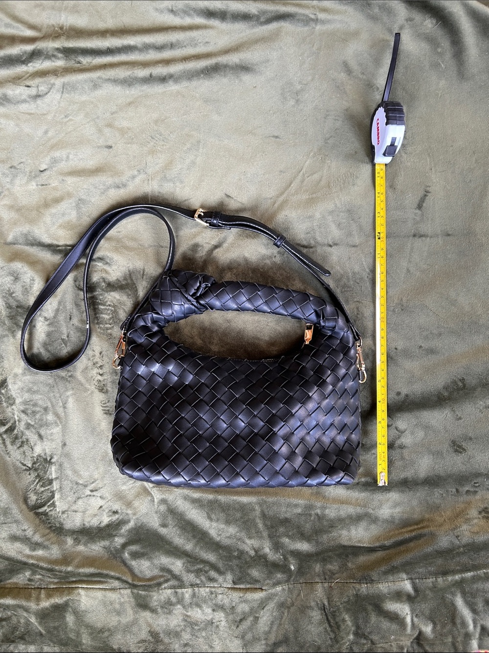 Black Woven Bag -with gold accents and removable strap - Picture 3 of 7